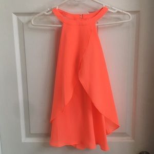 Bright coral flowy and layered tank top- size med